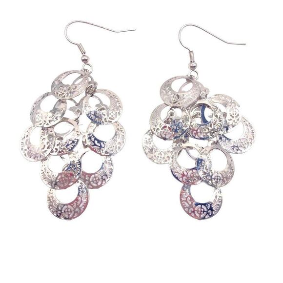 Jewelry - Silver filigree layered dangle earrings